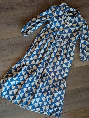 Rachel Zoe Blue and White Geometric Maxi Dress XS